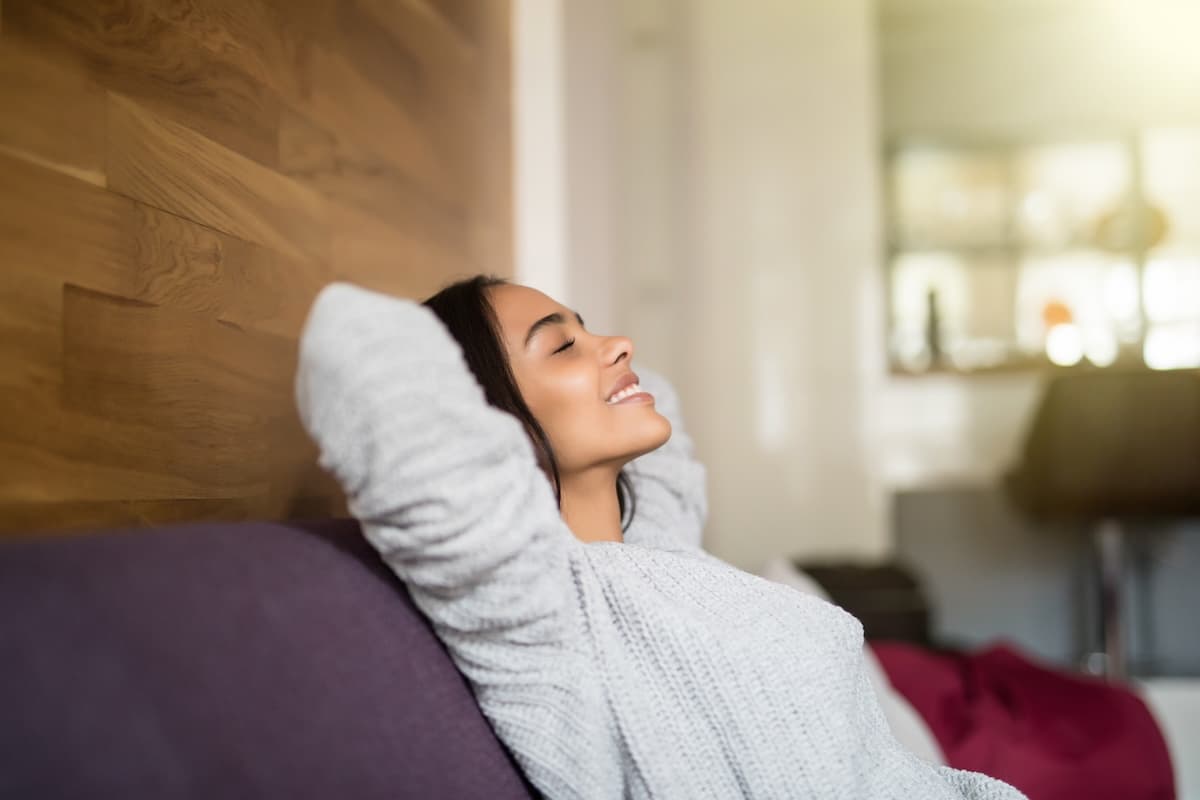 Women relaxing on couch